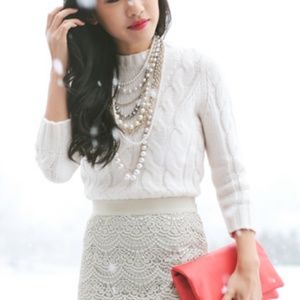 Ann Taylor Cropped Cable Sweater